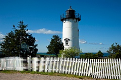 Old Picket Fence Surrounds Lighthouse on Martha's Vineyard Islan
